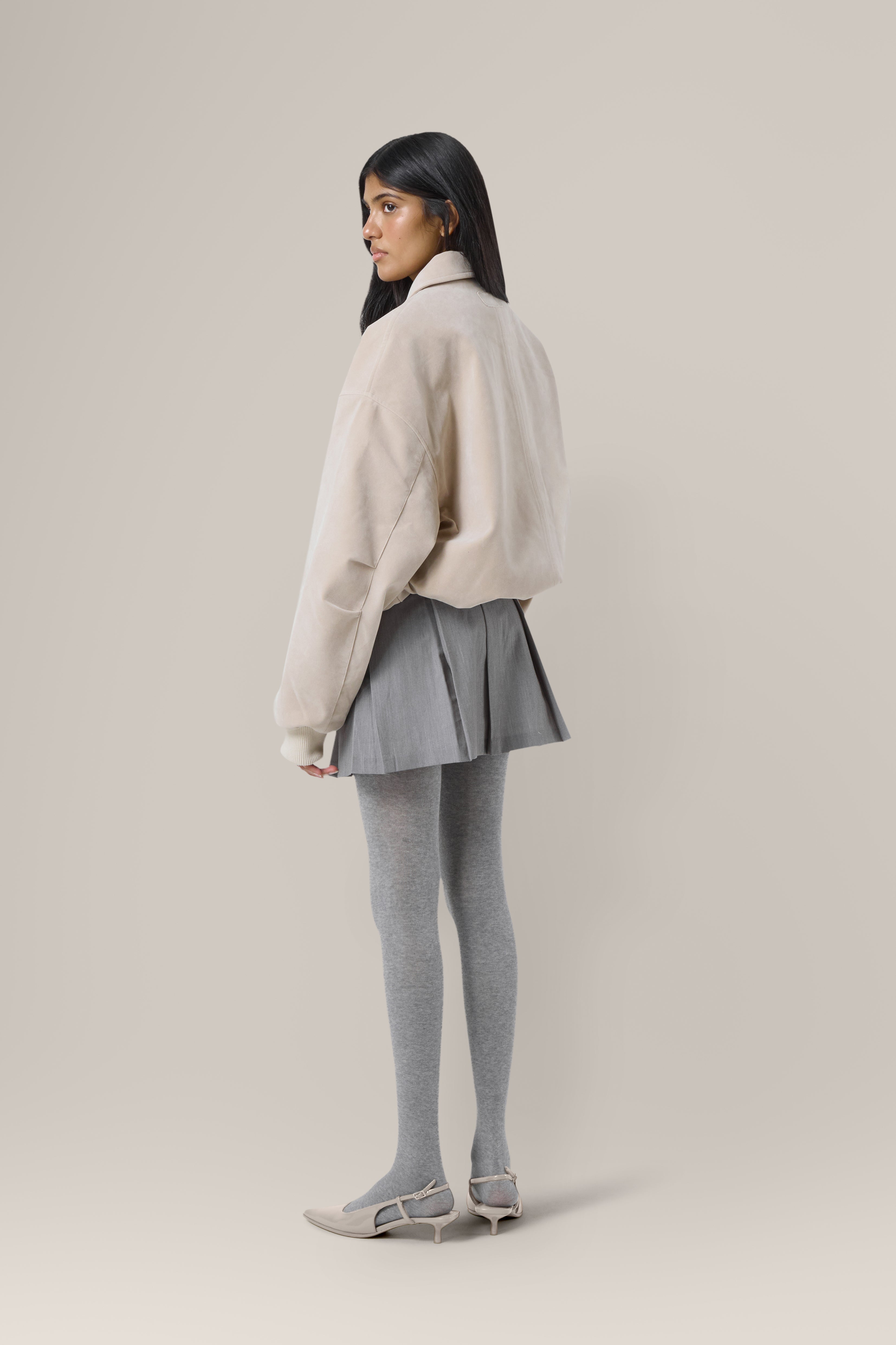 Martha Faux Suede Jacket in Beige